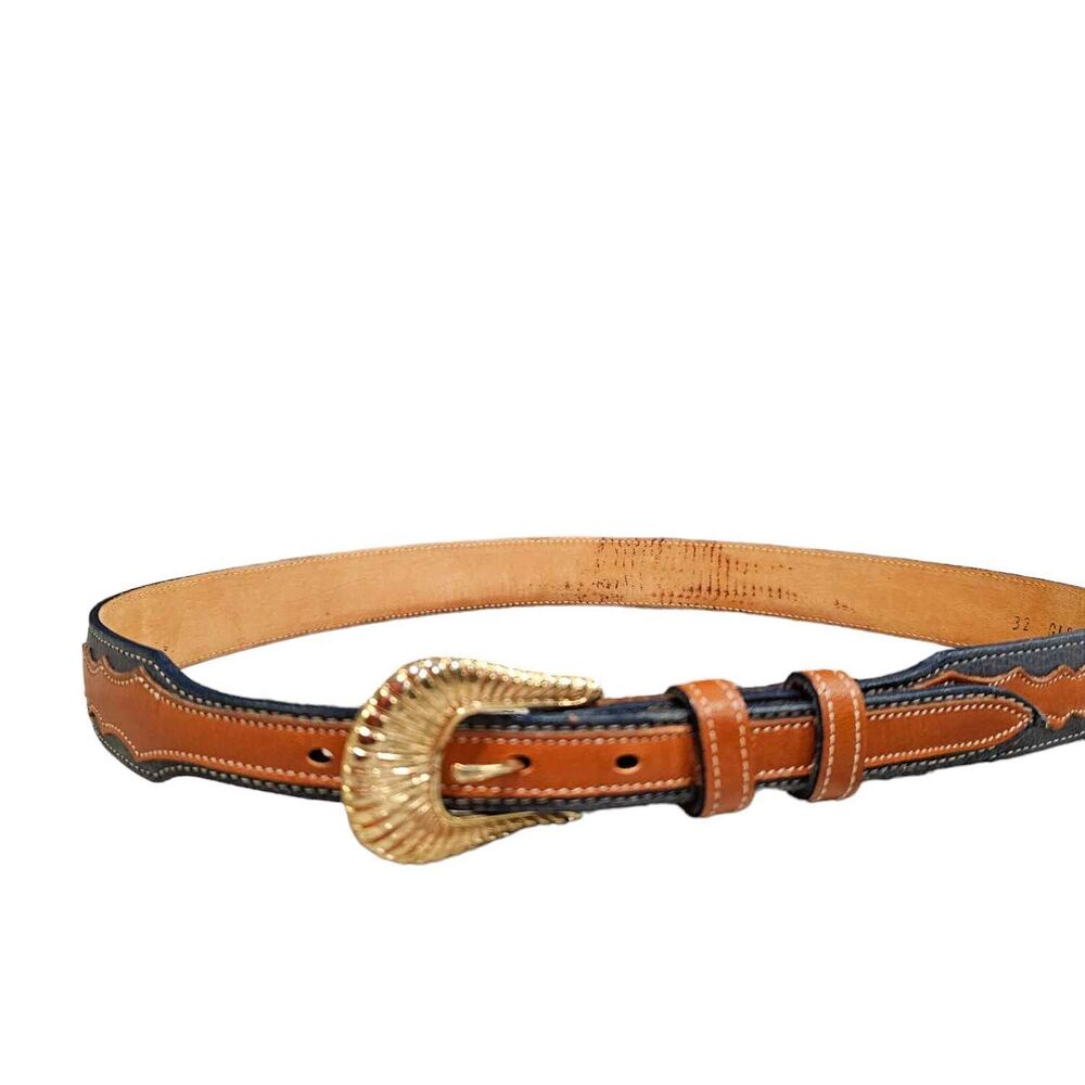 Tony Lama Women's Western Leather 2-Tone Belt 32"